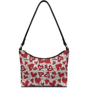 New Women’s Fashion Love Print Shoulder Bag Red Hobo Purse Zipper Clutch